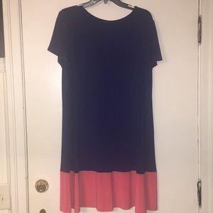 Classic Navy & Coral A-Line Dress